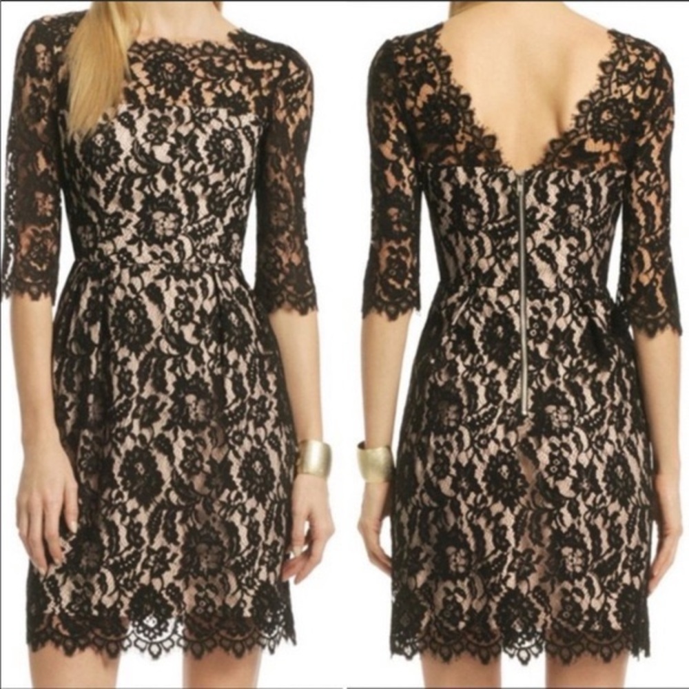 Milly Black Lace Cocktail Mini Dress Sz 6